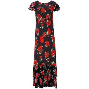 RIXO Silk Velvet Liberty Poppy Midi Dress Size US 4 XSmall